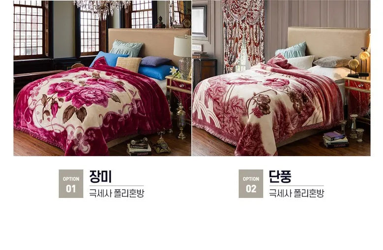 Winter Quilt Thick Warm Fluffy Blankets Super Soft Raschel Stitch Double Layer Winter Mink Throw Fat Quilts Double Size Blanket.