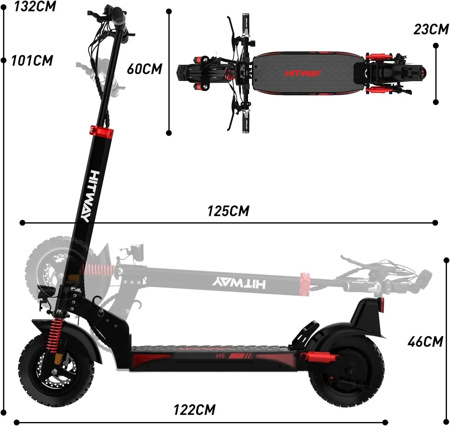 Hitway E scooter, road certified (Abe), 10 inch adult electric scooter, 15.6ah battery, 500W motor.