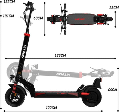 Hitway E scooter, road certified (Abe), 10 inch adult electric scooter, 15.6ah battery, 500W motor.