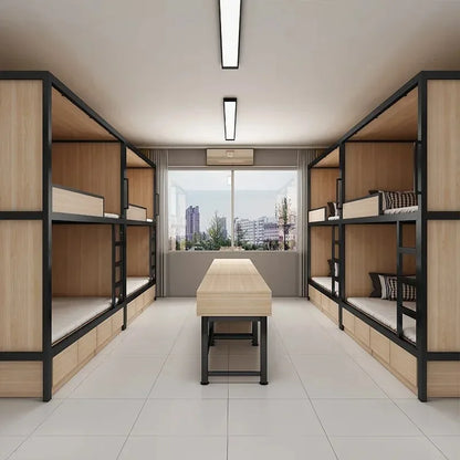 Obere und untere Etagenbetten, Schulwohnheim, Apartmentbett, Jugend, Hostel, Raumkapsel, All-Inclusive-Bett, Stahl, Holz, kombiniert, Mutter