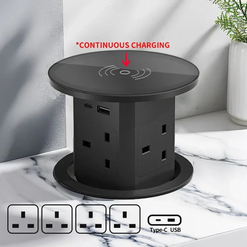 Us uk au stecker power küchentisch steckdose pop up desktop steckdosen strom ladung usb aluminium regal, versteckt, eingebaut.