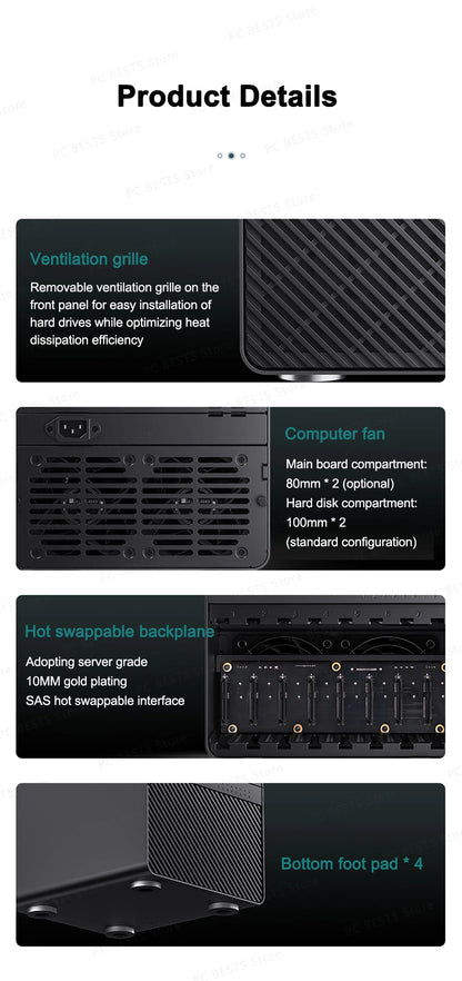 Jonsbo N3 NAS ITX Mini Case All-In-One Aluminum Office Desktop Chassis 8 Hard Disk Location Support 250mm Graphics Card PC Case