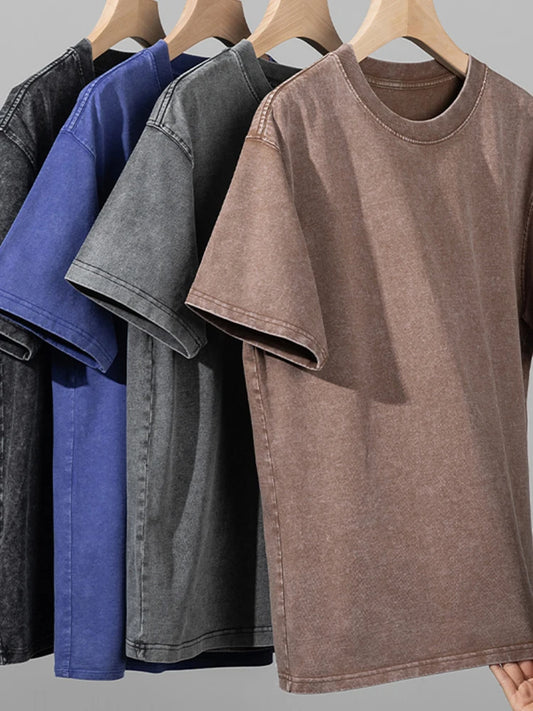 Men's Women Washed Vintage T-Shirts Street Hip Hop Retro Punk T Shirt Harajuku Casual Cotton Short Sleeve Couple TShirts Tees.