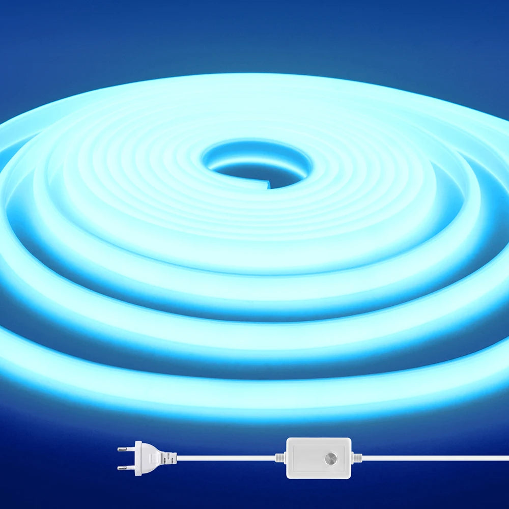 Dimmable COB LED Neon Light Strip 220V Dimmer Power Kit Waterproof 10 Colors 5m 10m 20m 30m 0.5m 288LEDs/m Flex Tube Lamp Decor.