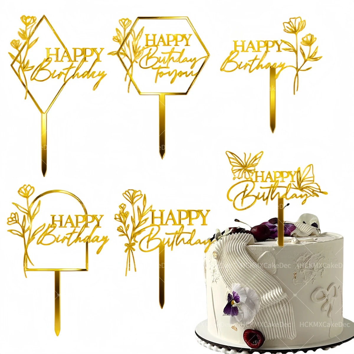 Ins Gold Alles Gute zum Geburtstag Kuchen Topper Geburtstag Mädchen Acryl Geburtstag Party Kuchen Topper Geschenk Dessert Dekoration.