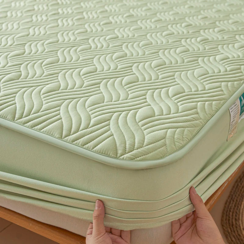 Dreamreal Cotton Thick Quilted Mattress Cover Anti-bacterial Anti-mite Mattress Protector Topper Pad Soft Fitted Sheet 6 Colors.