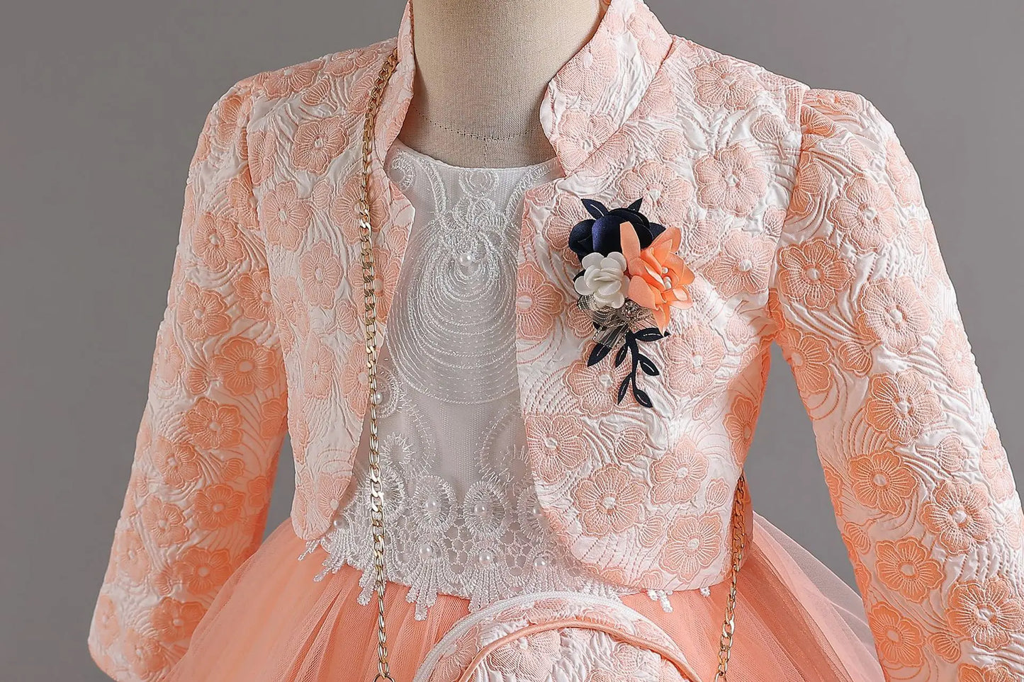 Neues Mädchenkleid, zweiteiliges Set, 3–10 Jahre alt, wunderschönes Weihnachts-Performance-Kleid, Herbst-Party-Abschlussballkleid für Mädchen