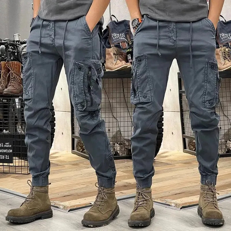 American Style Men's Workwear Pants Straight Leg Outdoor Tactical Casual Trousers Spring Autumn Cross-Border Loose Fit Long Pant.