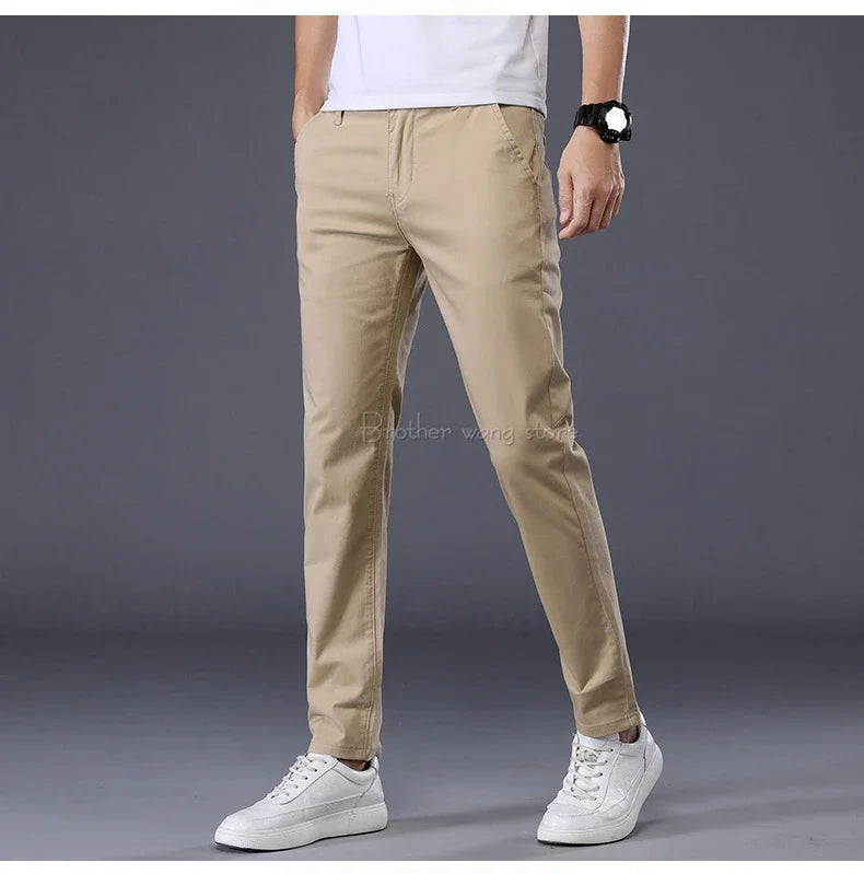 Thin Men's Pants Classic 7 Colors Summer New Casual Pant Business Fashion Stretch Cotton Slim Brand Male Trousers.