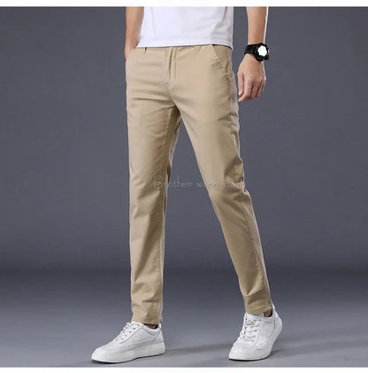Thin Men's Pants Classic 7 Colors Summer New Casual Pant Business Fashion Stretch Cotton Slim Brand Male Trousers.