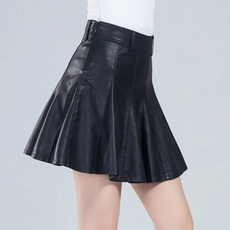 Woman Skirts Elegant Plus Size New Fashion Korean Style Genuine Real Leather Skirts High Waist Mini Skirt Womens Sexy Skirt.