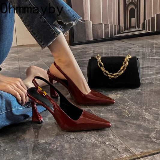 Luxury Designer Summer Women Sandals Fashion Pointed Toe Singbacks Shoes Ladies Elegant High Heel Stripper Sandalias.