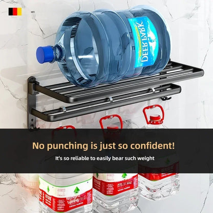 Beliebter Stil, 40/50 cm, selbstklebende Wandhalterung für Badezimmer, wasserdicht und rostfrei, Aufbewahrungsregal mit Haken, Handtuchhalter