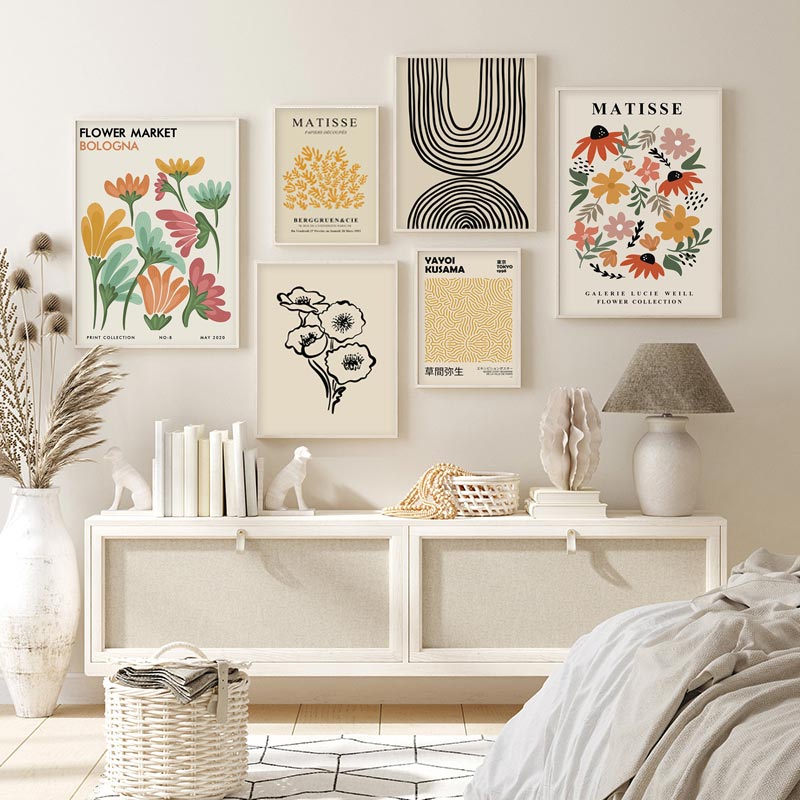 Matisse Poster Yayoi Kusama Posters and Prints Canvas Patings  Flower Market Wall Art Pictures for Living Room Boho Decor.