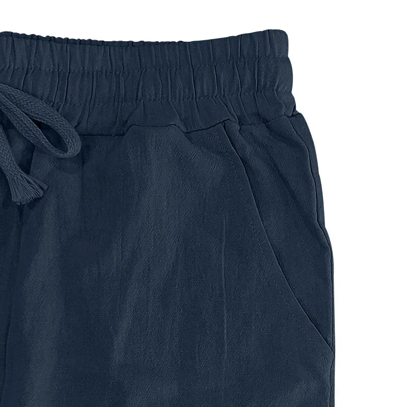 Frühling Sommer Dünne männer Casual Leinen Hosen Strand Stil Kordelzug Gerade Bein Lange Hosen Hochwertige Bequeme Passform.