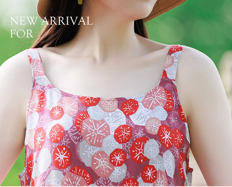 Neue Mode Lässig 2025, Sommer Elegante Kleider Für Frauen Oansatz Druck Vintage Ärmelloses Kleid Lose Frauen Kleidung.