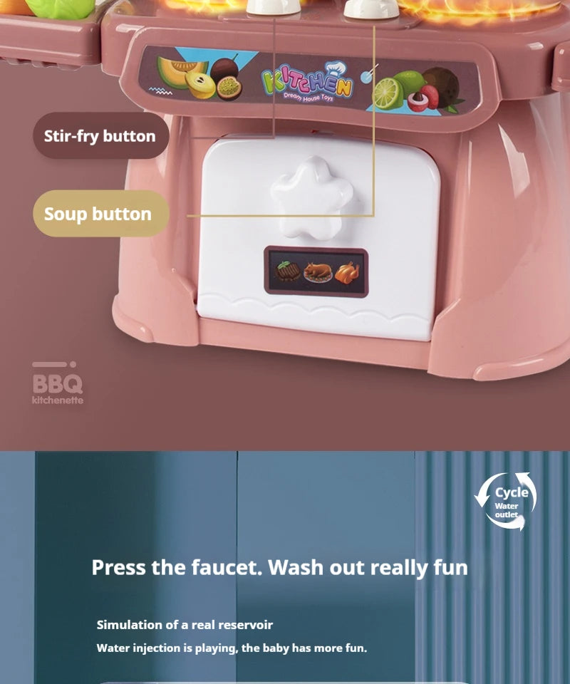 Simulated Kitchen Toys Kitchenware Lighting and Sounds Cooking Game Set Children Fun Educational Toy Educational Toys Boys Girls.