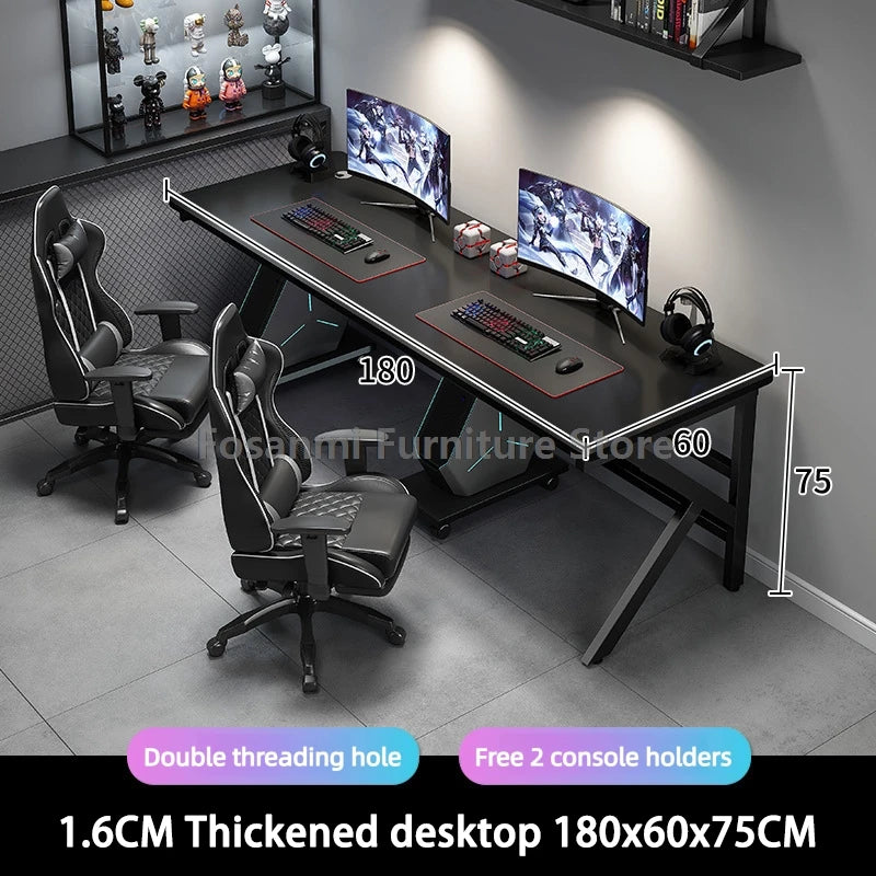 Großer 2-Personen-Gamer-PC-Schreibtisch mit K-förmigen Beinen, moderner Büro-Doppelcomputer-Schreibtische, geräumiger langer Gaming-Tisch für Zuhause und Arbeitszimmer für zwei Personen