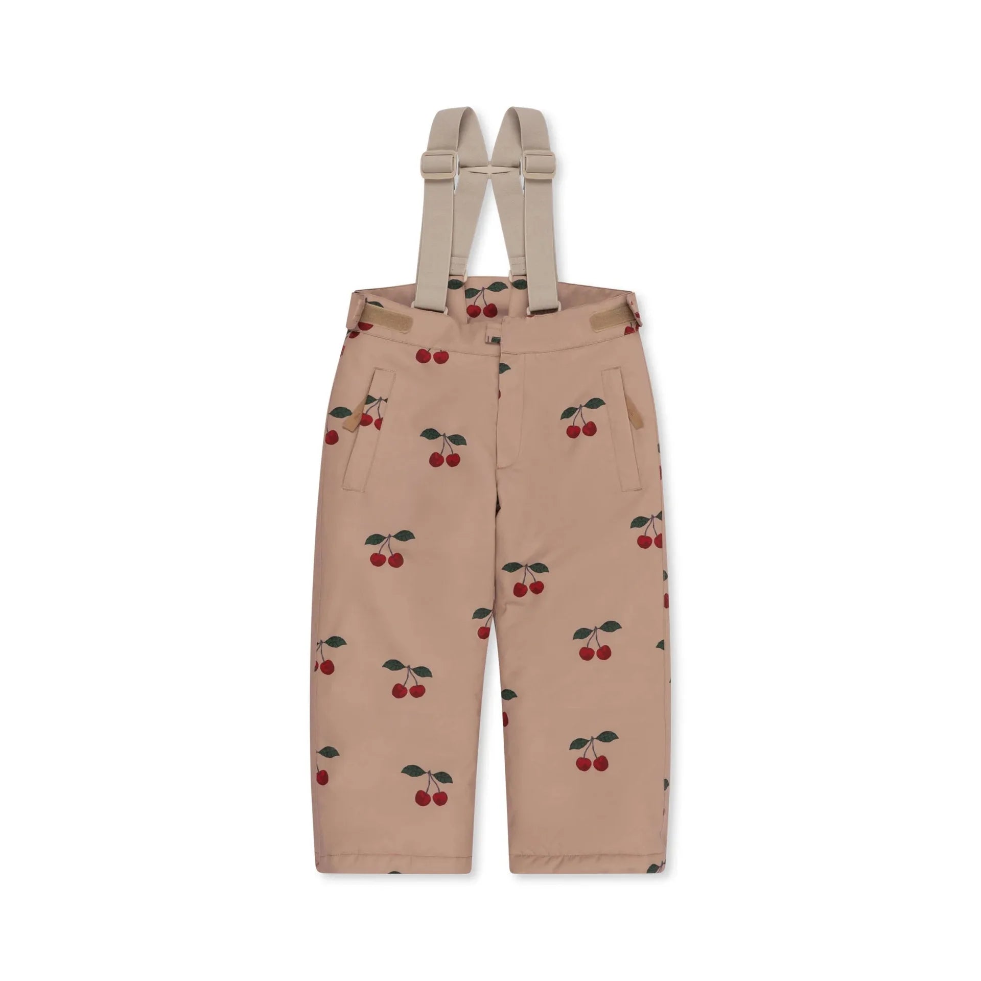 Konges Slojd 2025 Winter Baby Girls Cherry Hooded Ski Jackets Overalls Suits Sets Girls Waterproof Windproof Cold Resistant Coat.