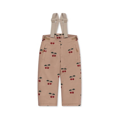 Konges Slojd 2025 Winter Baby Girls Cherry Hooded Ski Jackets Overalls Suits Sets Girls Waterproof Windproof Cold Resistant Coat.