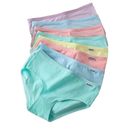 7Pcs Panties for Women Cotton Underwear Plus Size Sexy Briefs Girls Breathable Soft Lingerie Female Cute Solid Color Underpants.
