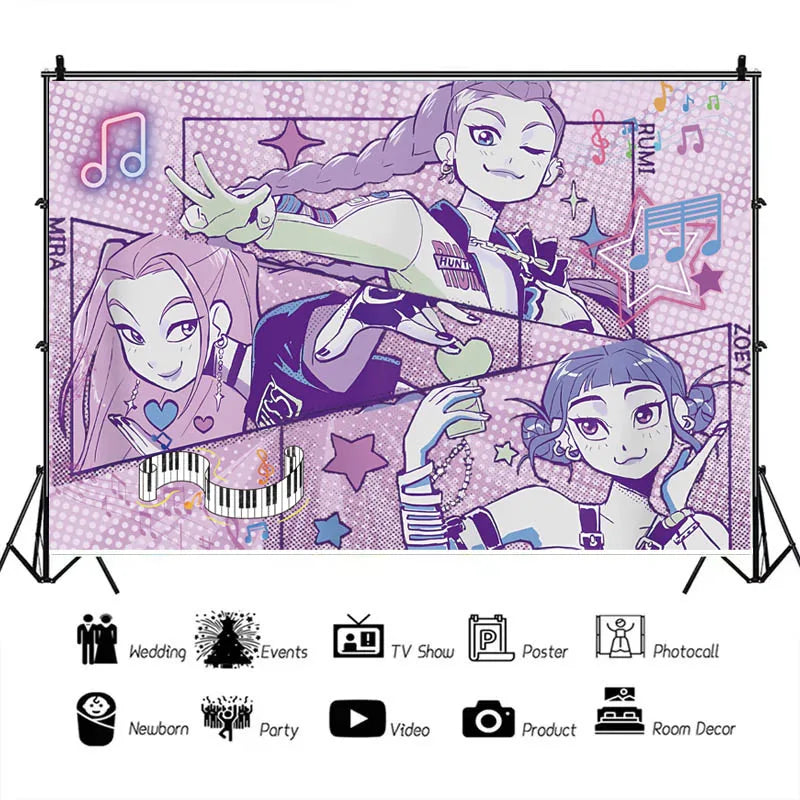 K Pop Dämonenjäger Party Ballon Kind Mädchen Alles Gute zum Geburtstag Party Dekoration Set 1-9. Nummer Ballon Banner Hintergrund Babyparty.