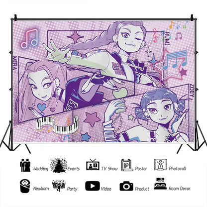 K Pop Dämonenjäger Party Ballon Kind Mädchen Alles Gute zum Geburtstag Party Dekoration Set 1-9. Nummer Ballon Banner Hintergrund Babyparty.