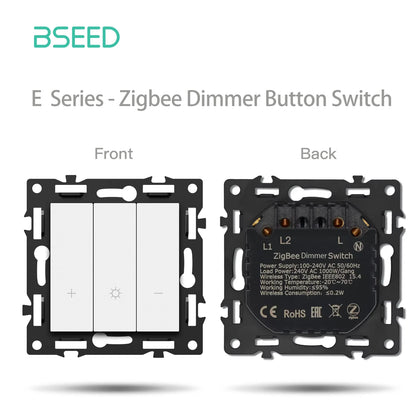 BSEED Zigbee 1/2/3/4Gang Smart Licht Vorhang Shutter Dimmer Schalter Mechanische Tasten EU Steckdosen USBC DIY Teile Kunststoff Rahmen.
