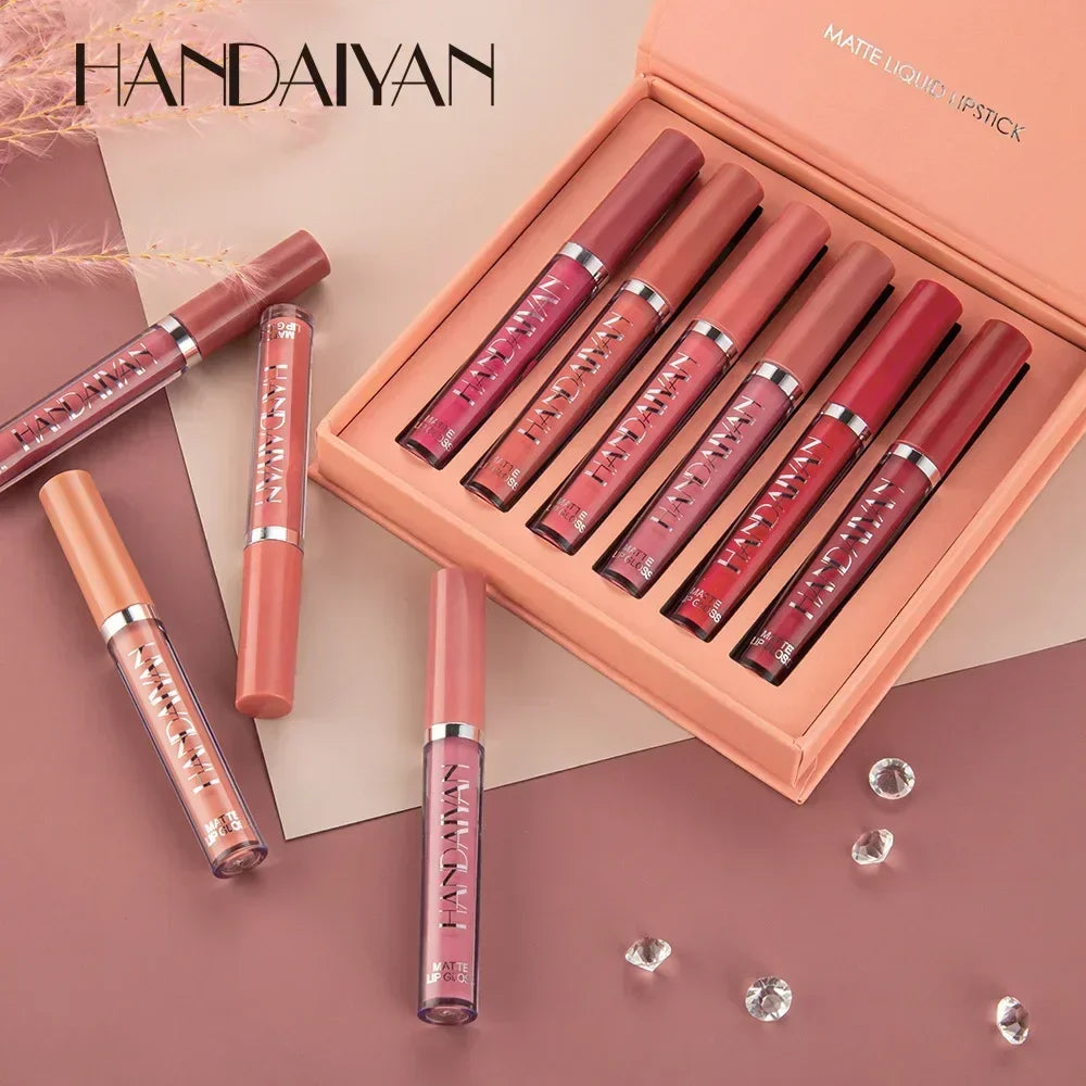 HANDAIYAN 6 PCS Lipstick Set Make-up for women Non stick Cup Waterproof Long lasting Cosmetics Korean makeup Matte lipstick.