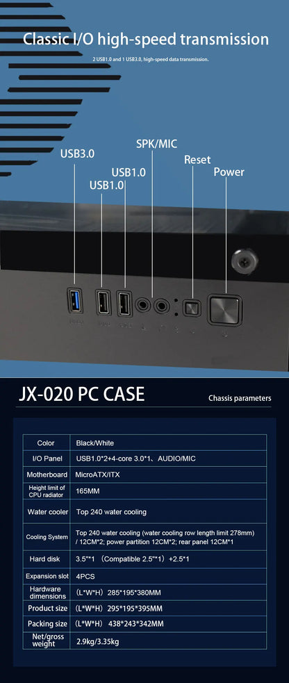 MANMU Tempered Glass Transparent Pc Case Cabinet M-Atx Gaming Rgb Case Desktop Tower Computer Case.