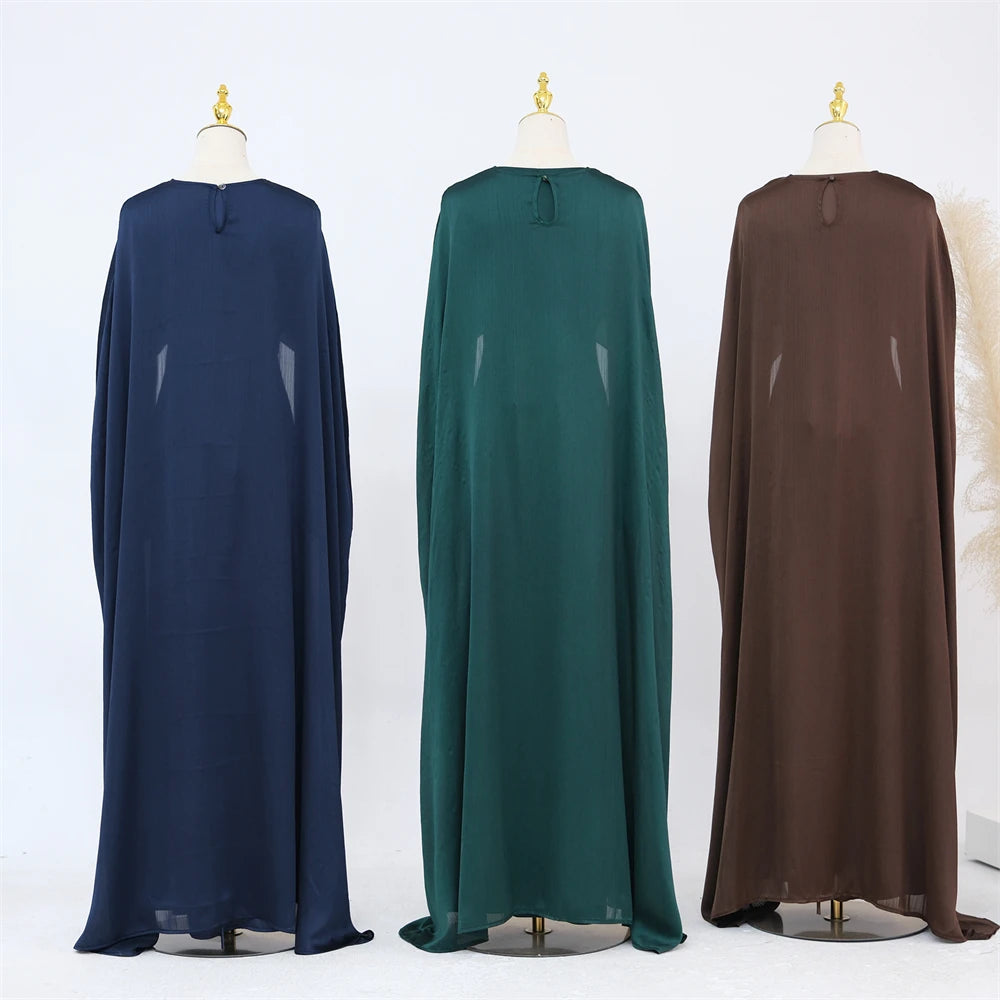 Ramadan Satin 2 Piece Abaya Modest Muslim Sets Kebaya African Dresses For Women Robe Femme Musulmane Caftan Marocain Vestidos.