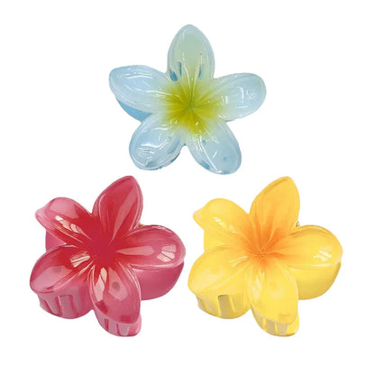 6Pcs Hawaiian Gradient Hair Clips Flower Hair Claws Women Small Size Fashion Headwear Hairpin Crab Barrette Hair Accessories
