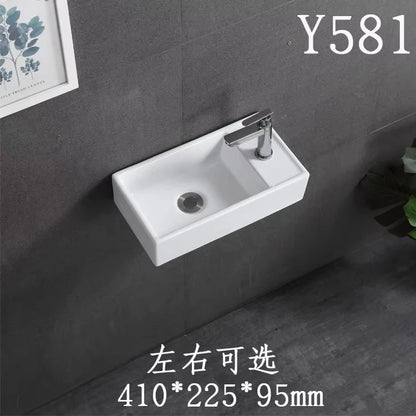 Kompaktes, an der Wand montiertes Keramikwaschbecken – kleines quadratisches Waschbecken, platzsparendes Design für Badezimmer, Balkon oder Waschtisch