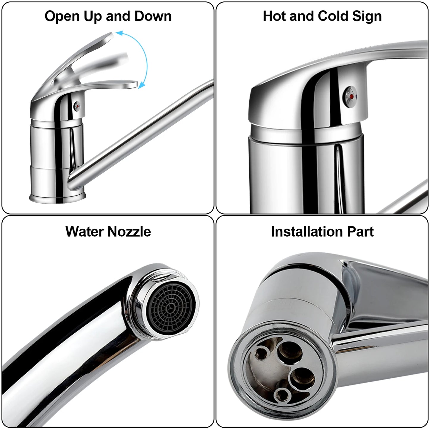 G3/8 Kitchen Faucet Hot and Cold Mixed Bathroom Faucet Single Handle Swivel Water Tap Deck Mounted Basin Faucet