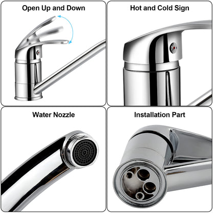 G3/8 Kitchen Faucet Hot and Cold Mixed Bathroom Faucet Single Handle Swivel Water Tap Deck Mounted Basin Faucet