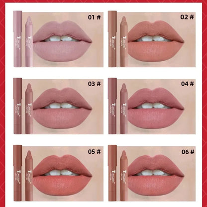TEAYASON Nude Velvet Matte Lipstick Long Lasting Moisturizing Lip Crayon High Pigment Rotate Lipsticks Pen Woman Cosmetics.