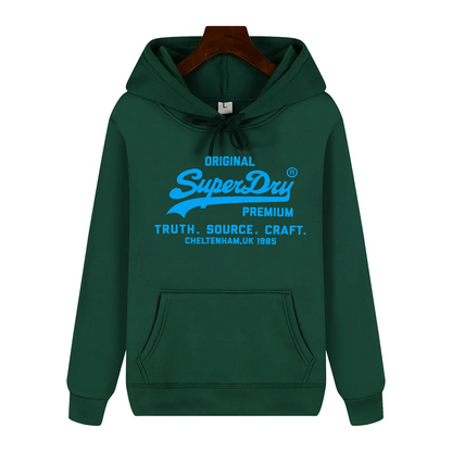 SUPERDRY Brand Men's Autumn and Winter Fashion Casual Hooded Sweatshirt Street Hip-hop Retro Sweatshirt Sports Men's Hoodie.
