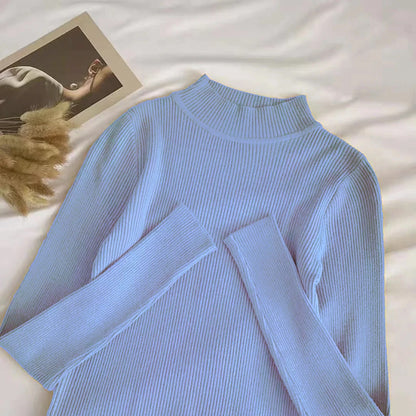 Weiche Rollkragen Frauen Herbst Winter Pullover Pullover Grundlegende Beiläufige Dünne Stretch Weiche Rippen Gestrickte Top Frau Pullover 2026