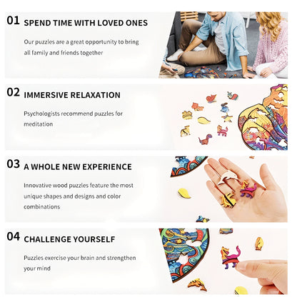 unique Cat Pattern Wooden Puzzle,Irregular Animal Shapes,  Leisure toys, The Gift for Halloween, Christmas, Birthday..