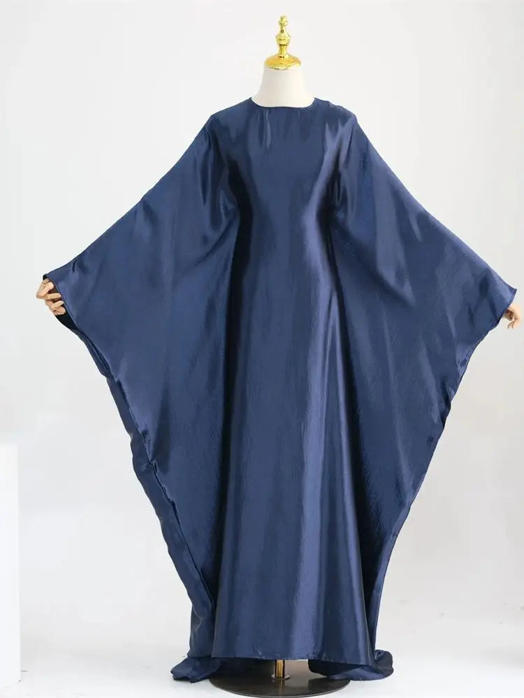 Batwing Satin Shimmer Abaya Damen Dubai Luxury Islam Muslim Kaftan Dress Women Kebaya Vestidos Djellaba Robe Femme Musulmane