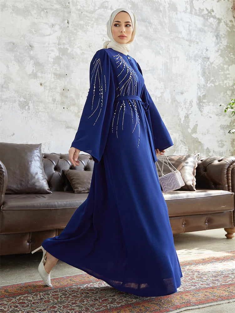 Ramadan Eid Dubai Elegant Abaya Kebaya Islam Muslim Kaftan Modest Dress For Women Robe Musulmane Caftan Marocain Femme Vestidos.