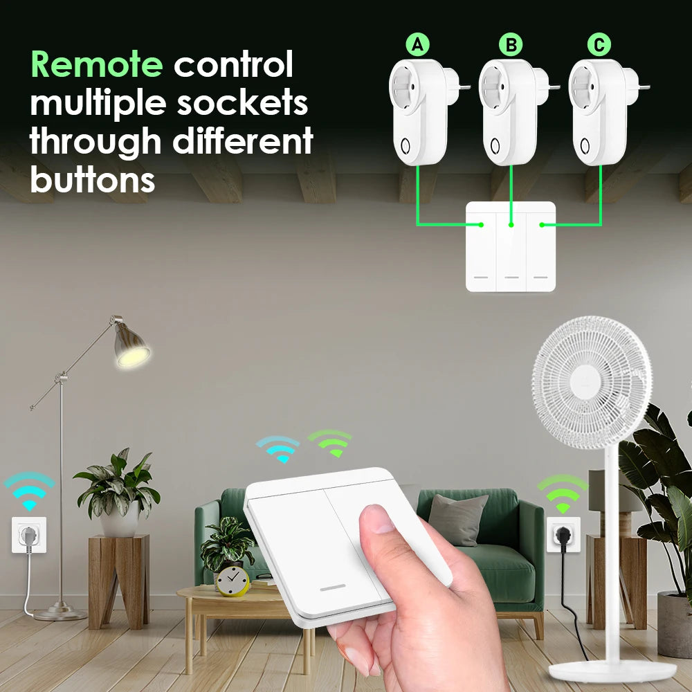 433 Mhz Drahtlose Steckdose Fernbedienung AUF OFF Smart Plug EU FR Mit Wand Schalter Steckdose 15A 220 V für Home Appliance Licht Fan.