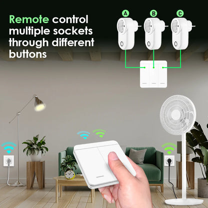 433 Mhz Drahtlose Steckdose Fernbedienung AUF OFF Smart Plug EU FR Mit Wand Schalter Steckdose 15A 220 V für Home Appliance Licht Fan.