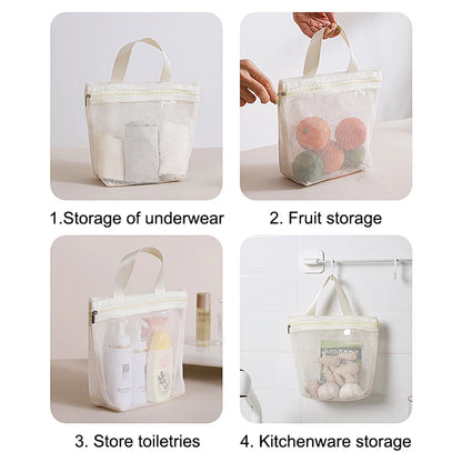 Mesh Makeup Toiletry Storage Bags Handbags Portable Travel Washing Body Shower Tools Organizer Hanging Cosmetic Organizer Pouch.