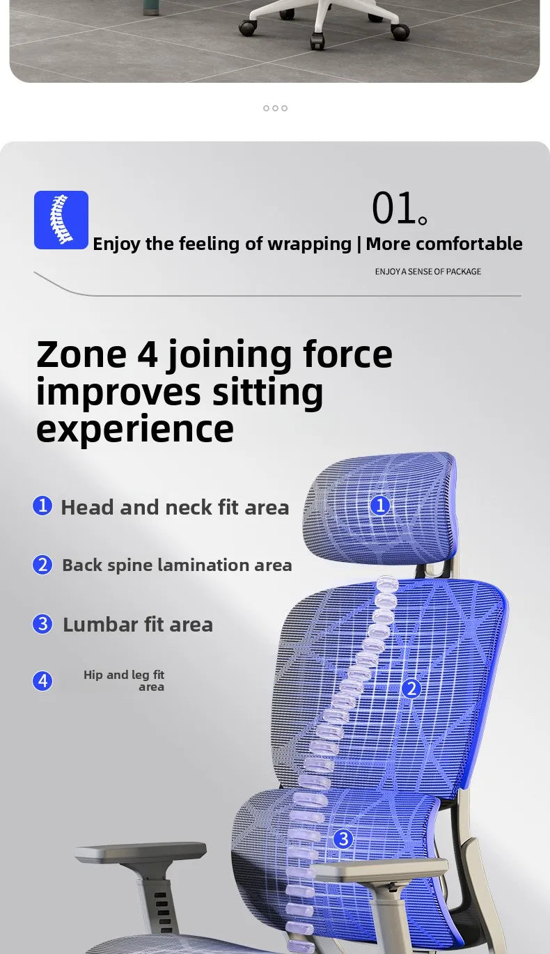 Ergonomischer Stuhl Heimcomputerstuhl Bequemer sitzender Bürostuhl Rücksitz Arbeitszimmer Schreibtisch E-Sport-Studienstuhl