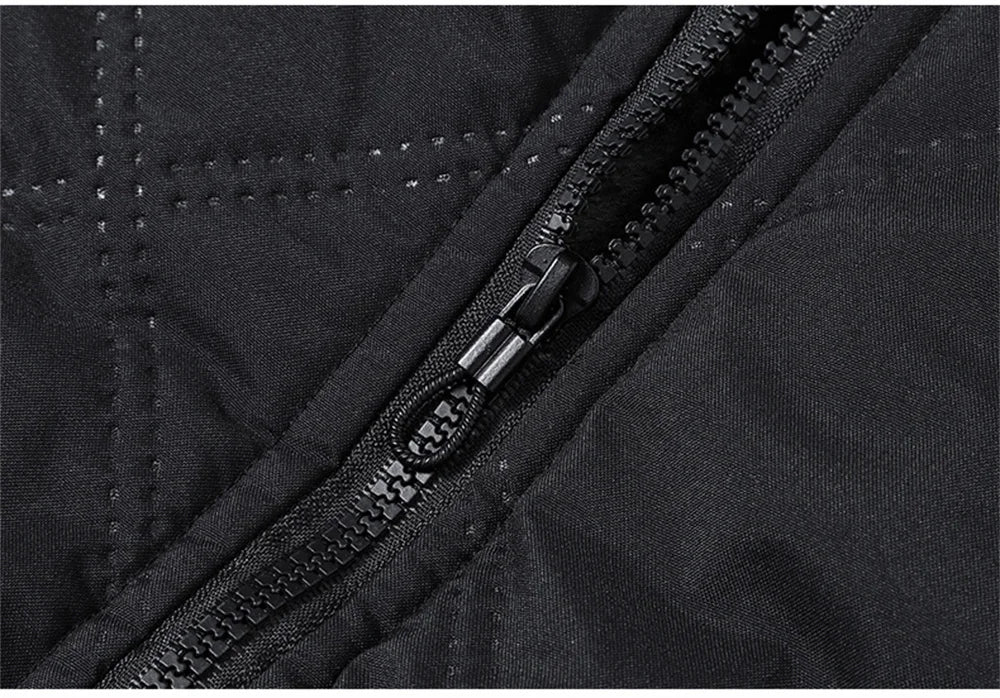 New Windproof Thermal Diamond-Quilted Cotton Jacket Winter Men's Fleece-Lined Thickened Cuff Design Stand-Up Collar Jacket.