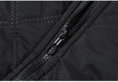 New Windproof Thermal Diamond-Quilted Cotton Jacket Winter Men's Fleece-Lined Thickened Cuff Design Stand-Up Collar Jacket.