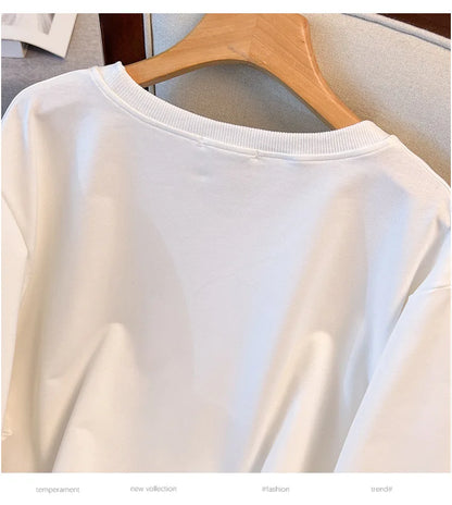 175 kg Plus Größe Damen Büste 170 Frühling Herbst lose Langarm Druck Brief Pullover Sweatshirts 4XL 5XL 6XL 7XL 8XL 9XL.