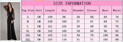 Autumn New Women's Jumpsuit Black V-neck Mesh Splicing Wide-leg Pant Female One-piece Jumpsuit Sexy Streetwear Clothes.