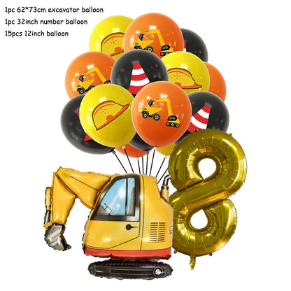 Technische Fahrzeuge Luftballons Bau Party Dekorationen Bagger Ballon Geburtstag Baby Dusche Party Ballon Dekor Liefert.